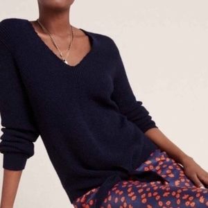 Anthropologie Moth V-Neck Tie Front Sweater Size Large